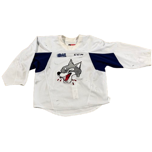 OHL - Maillot d'entraînement CCM Sudbury Wolves d'occasion (blanc)